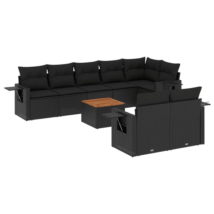 Set Divani da Giardino 9 pz con Cuscini Nero in Polyrattancod mxl 88935