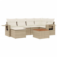 Set Divani da Giardino 7 pz con Cuscini Beige in Polyrattan 3224665