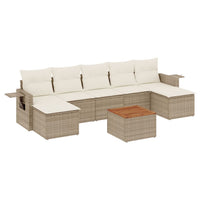 Set Divano da Giardino 8 pz con Cuscini Beige in Polyrattan