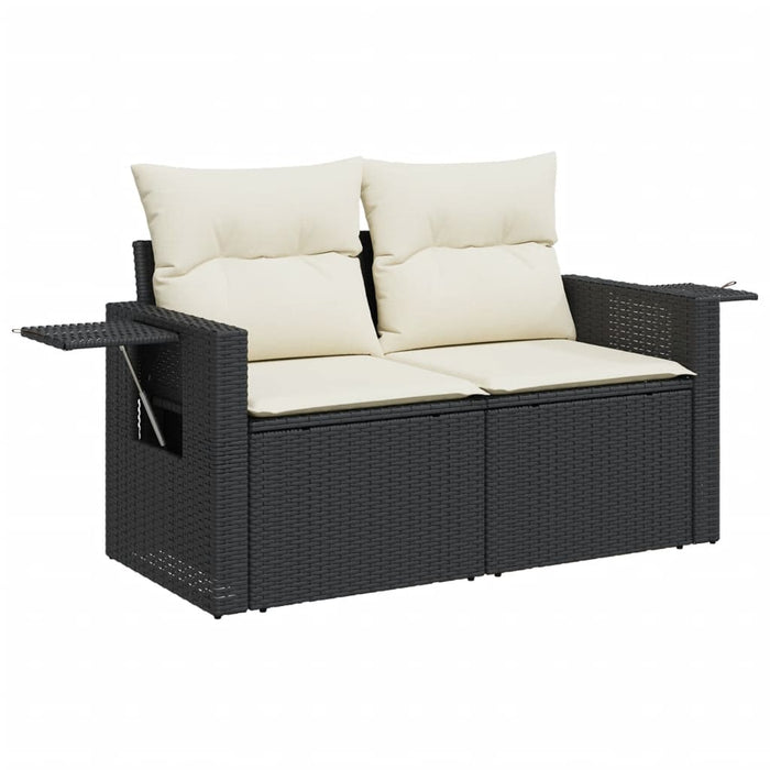 Set Divani da Giardino 10pz con Cuscini in Polyrattan Nero 3224719