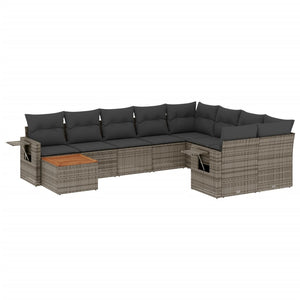 Set Divano da Giardino 10 pz con Cuscini Grigio in Polyrattan 3224730