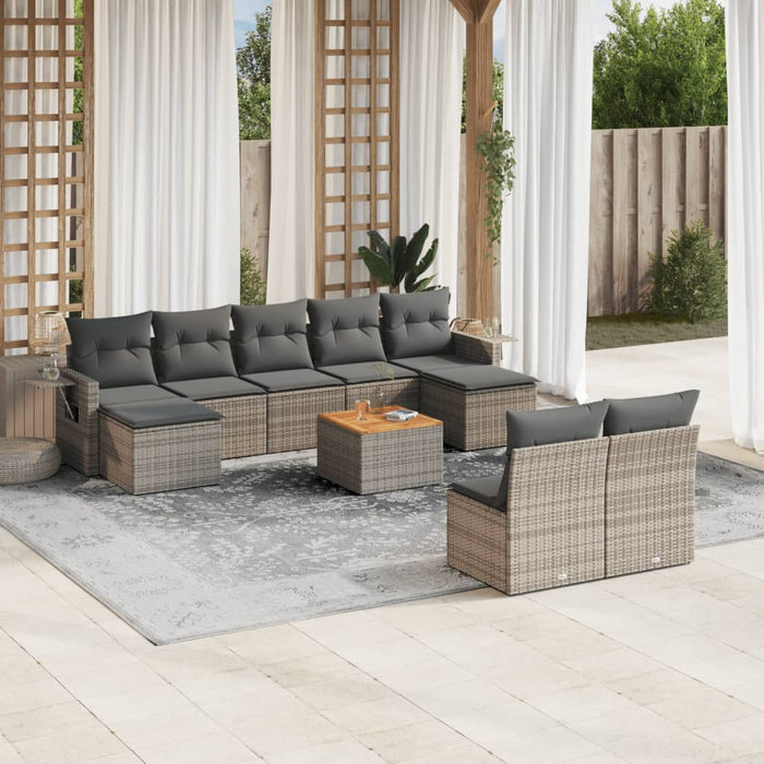 Set Divano da Giardino 10 pz con Cuscini Grigio in Polyrattancod mxl 89787