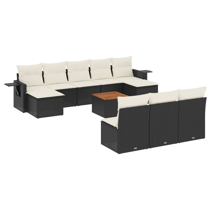 Set Divani da Giardino 11 pz con Cuscini in Polyrattan Nero 3224768