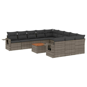 Set Divani da Giardino 12 pz con Cuscini Grigio in Polyrattan 3224793