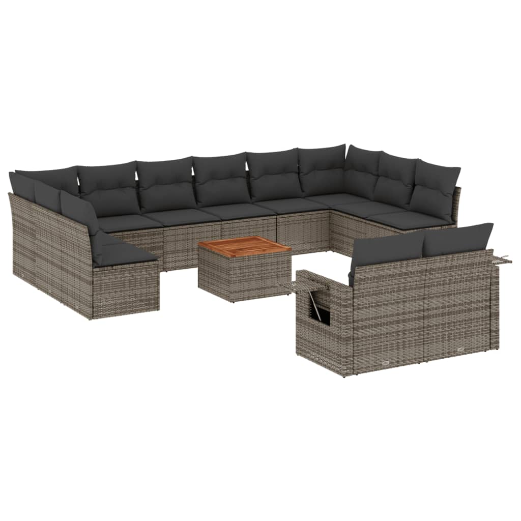 Set Divani da Giardino 13 pz con Cuscini Grigio in Polyrattan 3224800