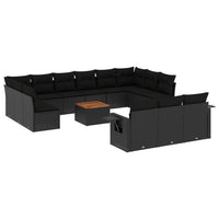 Set Divani da Giardino 14pz con Cuscini in Polyrattan Nero 3224802