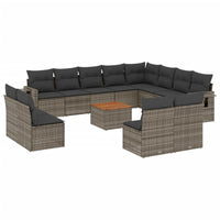 Set Divani da Giardino 13 pz con Cuscini Grigio in Polyrattan 3224814