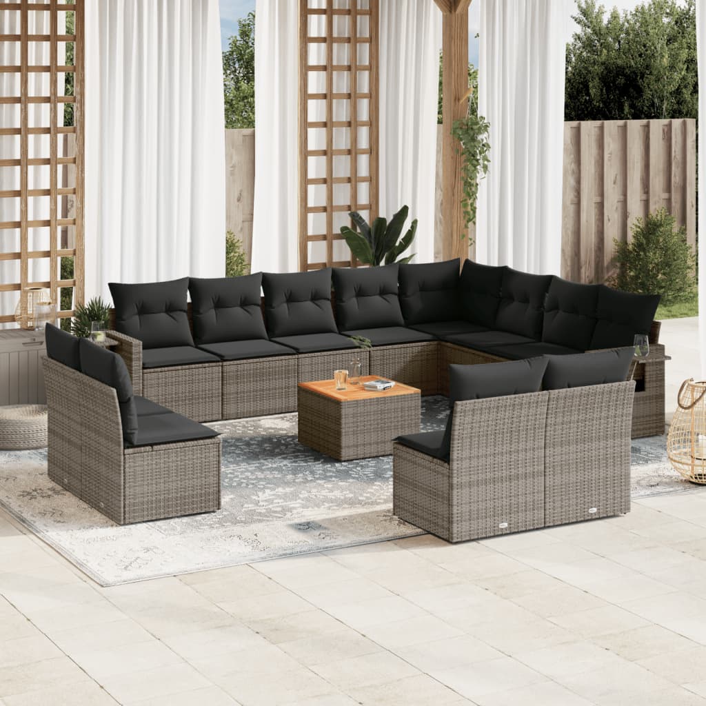 Set Divani da Giardino 13 pz con Cuscini Grigio in Polyrattancod mxl 92770