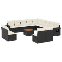 Set Divani da Giardino 14pz con Cuscini in Polyrattan Nero 3224817