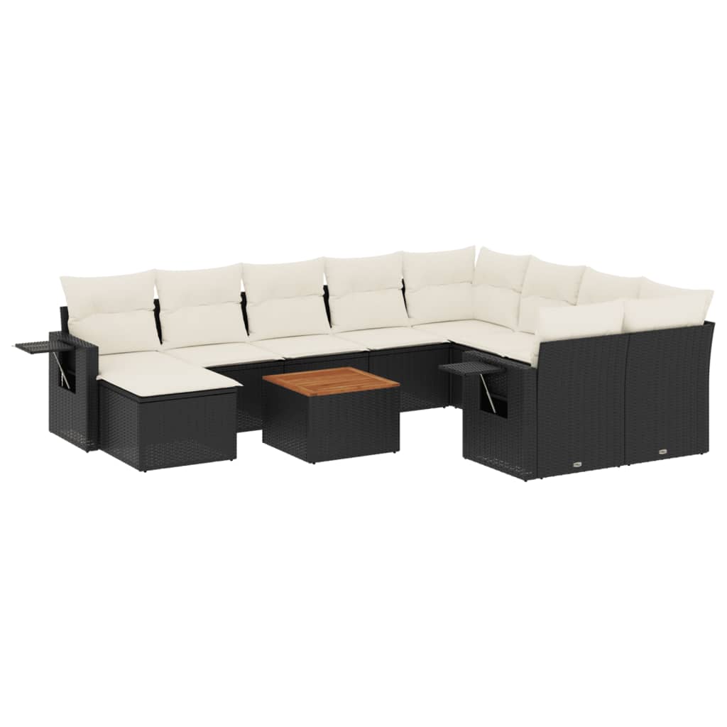 Set Divani da Giardino 11 pz con Cuscini in Polyrattan Nero 3224852