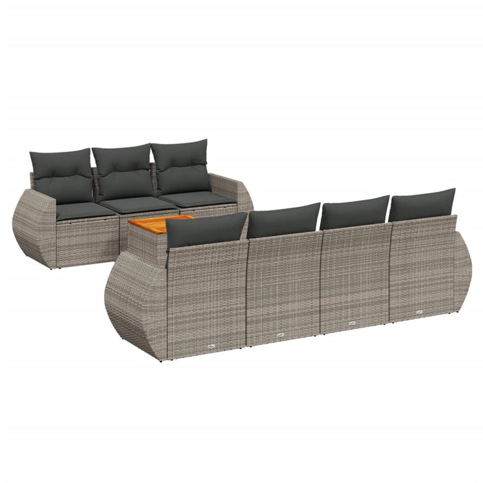 Set Divano da Giardino 8 pz con Cuscini Grigio in Polyrattan 3224912