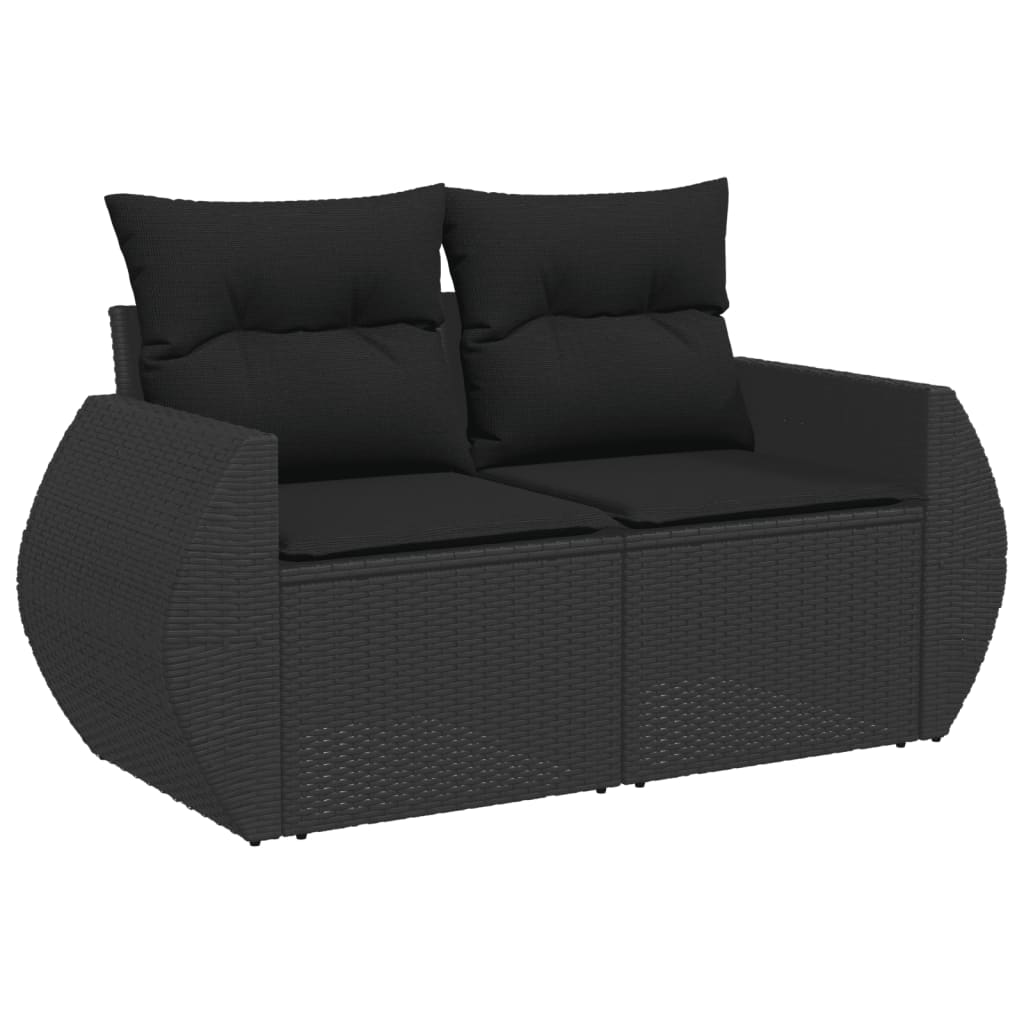 Set Divani da Giardino 5 pz con Cuscini in Polyrattan Nero 3224984