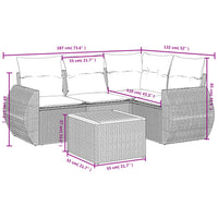 Set Divano da Giardino 5 pz con Cuscini-Sofa da Giardino-Divanetto da esterno Beige in Polyrattan 470100
