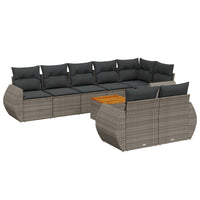 Set Divano da Giardino 9 pz con Cuscini Grigio in Polyrattan 3225094