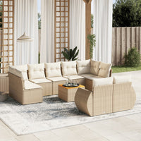 Set Divano da Giardino 10 pz con Cuscini Beige in Polyrattan 3225155