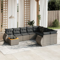 Set Divano da Giardino 10 pz con Cuscini Grigio in Polyrattan 3225171
