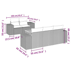 Set Divano da Giardino 6 pz con Cuscini Grigio in Polyrattan