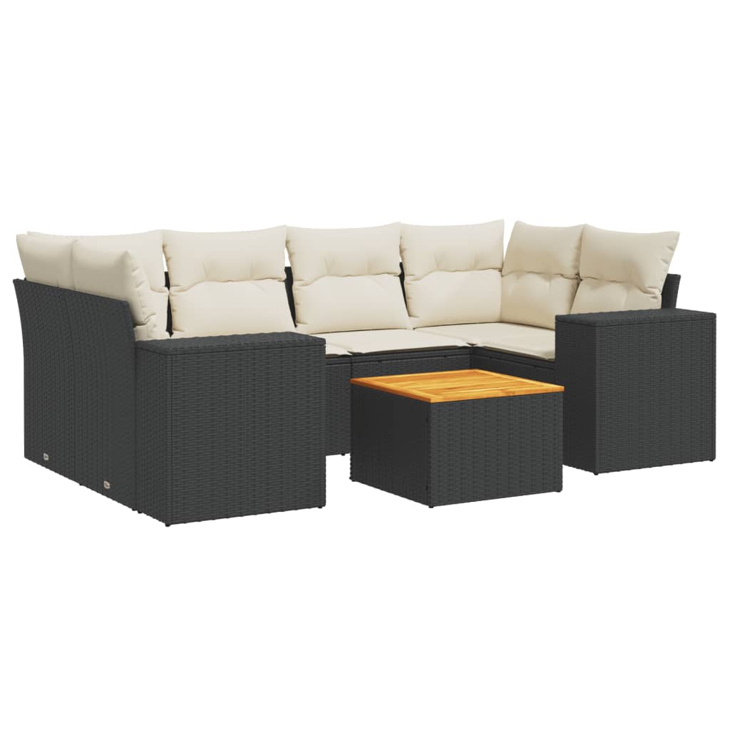 Set Divani da Giardino con Cuscini 7pz Nero Polyrattan 3225342
