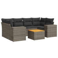 Set Divani da Giardino 7 pz con Cuscini Grigio in Polyrattan 3225346