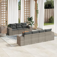 vidaXL Set Divano da Giardino 8 pz con Cuscini Grigio in Polyrattan