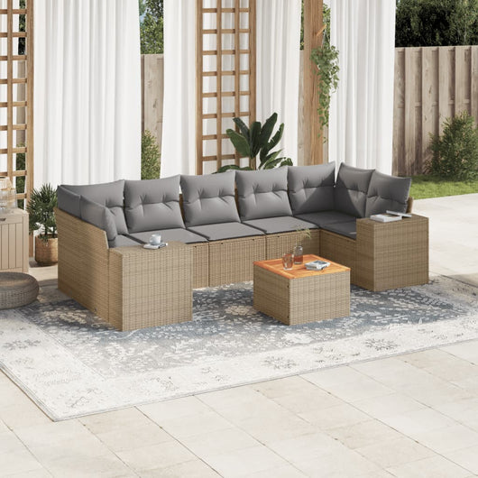 vidaXL Set Divano da Giardino 8 pz con Cuscini Beige in Polyrattan
