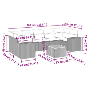 Set Divano da Giardino 8 pz con Cuscini Grigio in Polyrattan 3225360