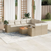 vidaXL Set Divano da Giardino 9 pz con Cuscini Beige in Polyrattan