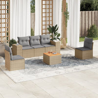 Set Divano da Giardino 6 pz con Cuscini Beige in Polyrattan