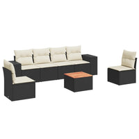 Set Divani da Giardino con Cuscini 7pz Nero Polyrattan