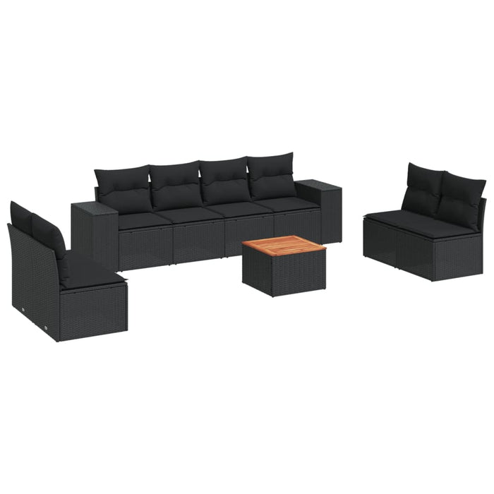 Set Divani da Giardino 9 pz con Cuscini Nero in Polyrattancod mxl 87777