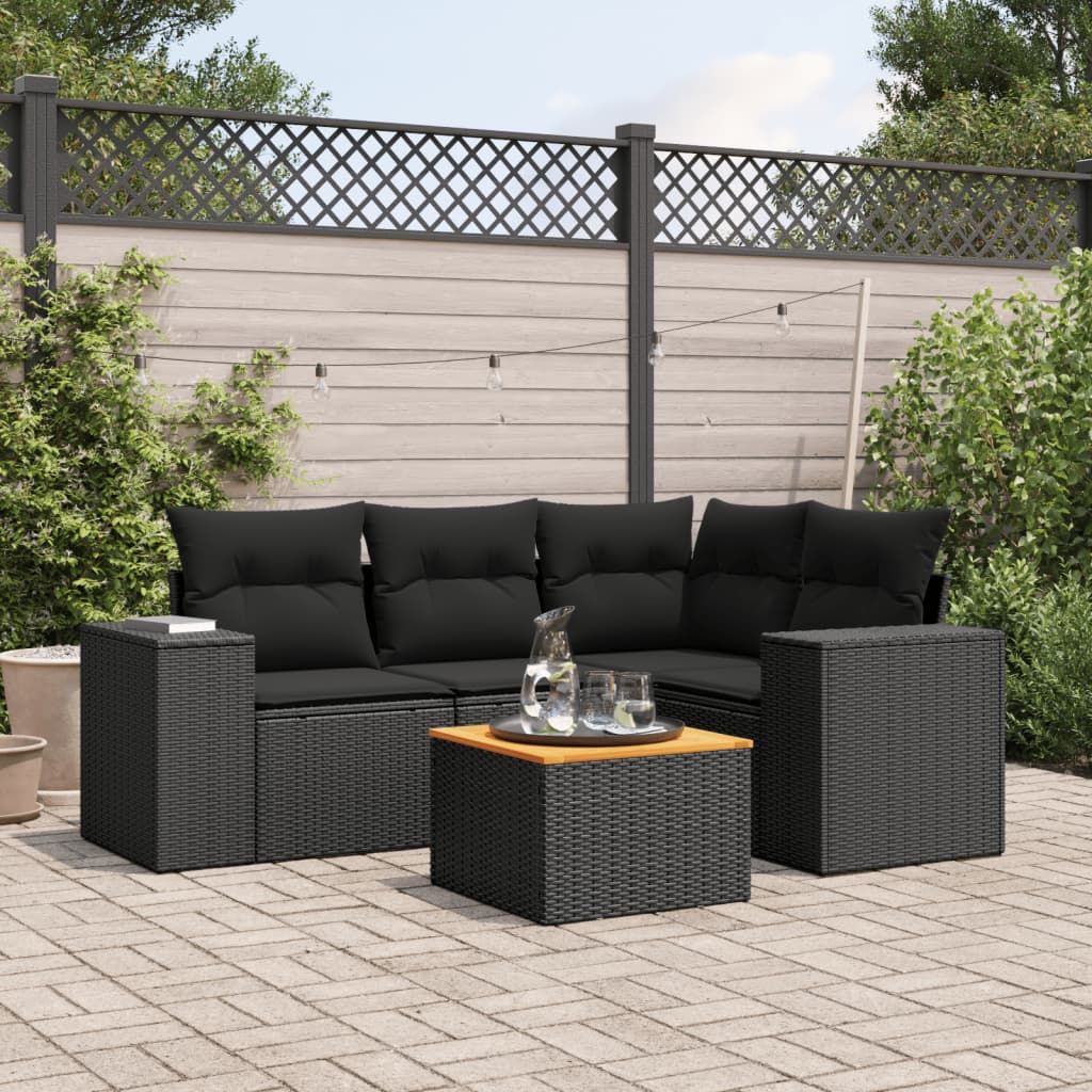 Set Divani da Giardino 5 pz con Cuscini in Polyrattan Nerocod mxl 91285