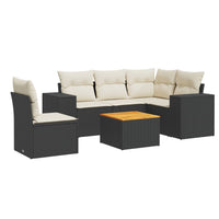 Set Divano da Giardino 6 pz con Cuscini Nero in Polyrattan 3225447