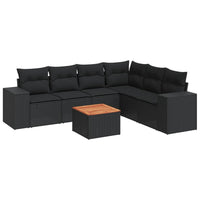 Set Divani da Giardino con Cuscini 7pz Nero Polyrattan 3225460