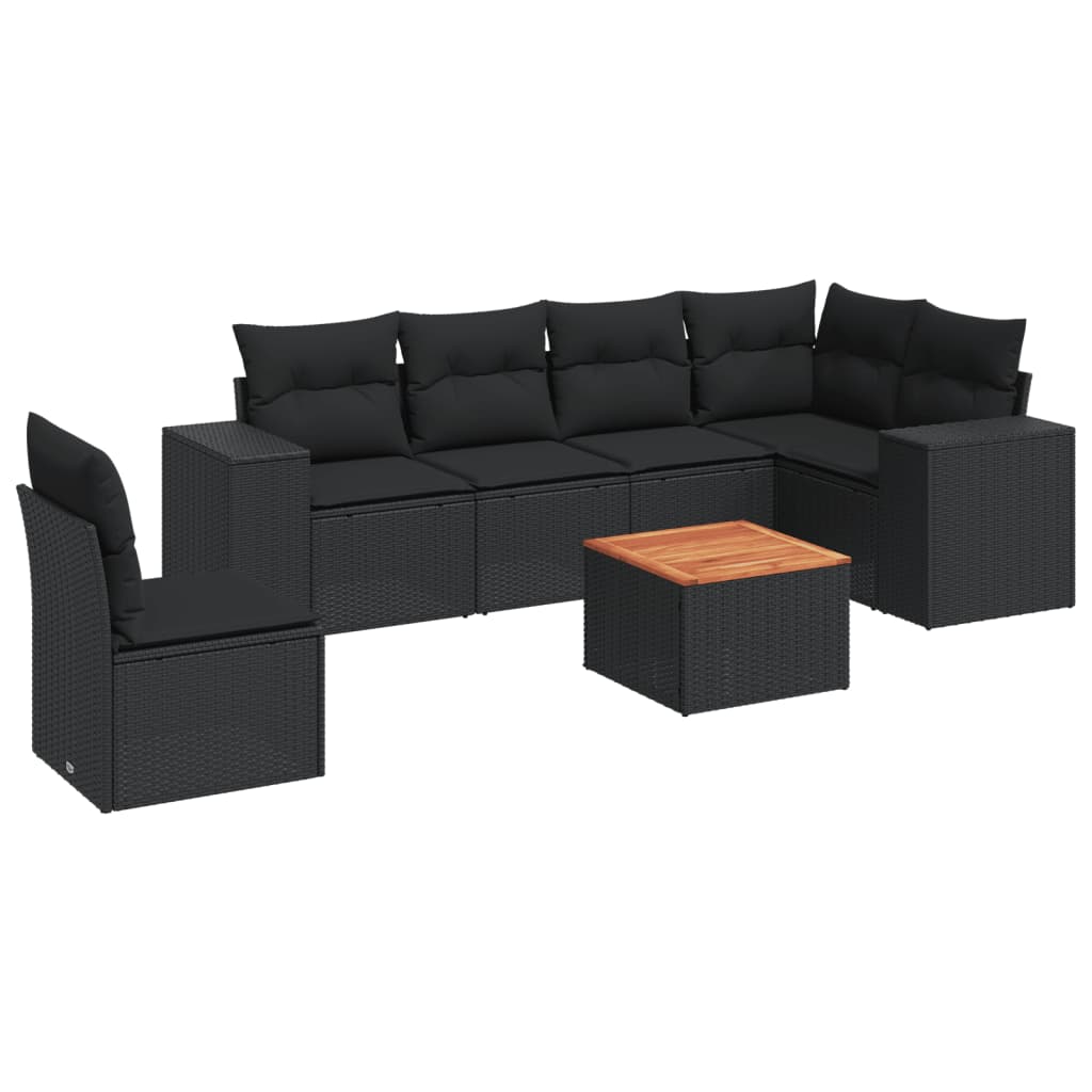 Set Divani da Giardino con Cuscini 7pz Nero Polyrattancod mxl 87784