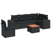 Set Divani da Giardino con Cuscini 7pz Nero Polyrattancod mxl 87784