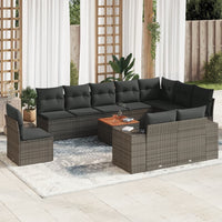 Set Divani da Giardino 11 pz con Cuscini in Polyrattan Grigio 3225500