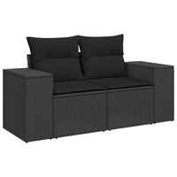 Set Divani da Giardino 10pz con Cuscini in Polyrattan Nero