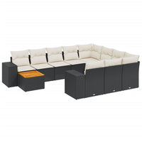 Set Divani da Giardino 11 pz con Cuscini in Polyrattan Nero 3225629