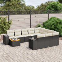 Set Divani da Giardino 11 pz con Cuscini in Polyrattan Nero 3225629