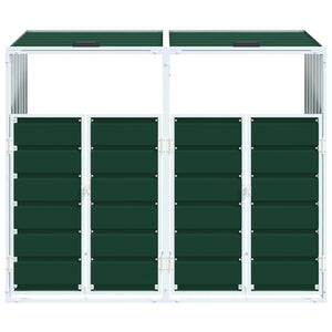 vidaXL Copribidone con Ruote per 2 Bidoni Verde 144x81x113 cm Acciaio