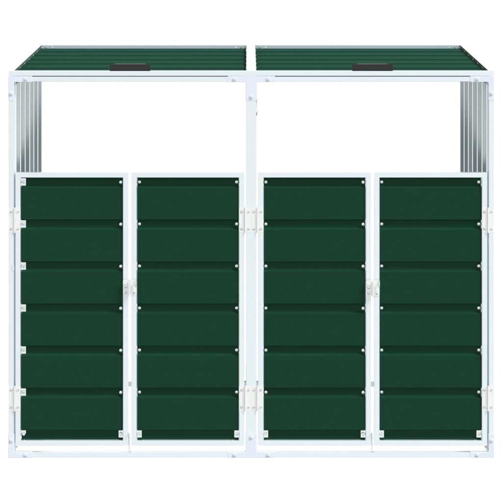 Copribidone con Ruote per 2 Bidoni Verde 144x81x113 cm Acciaio 4006175
