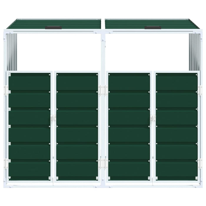 Copribidone con Ruote per 2 Bidoni Verde 144x81x113 cm Acciaio 4006175
