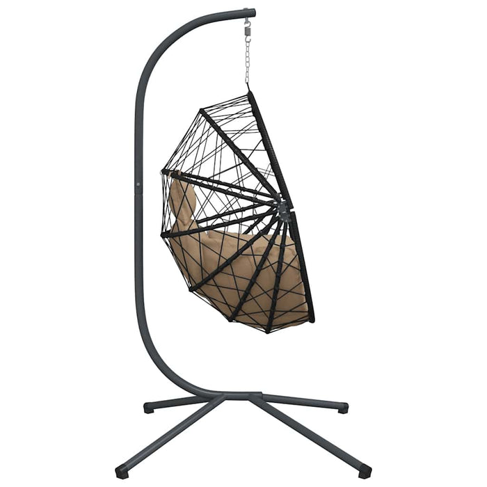 Sedia a Uovo Sospesa con Supporto Tortora Polyrattan e Acciaio 4007403