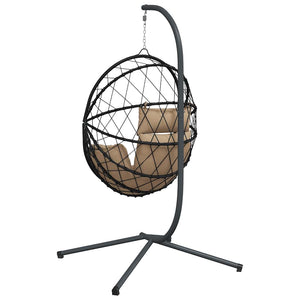 Sedia a Uovo Sospesa con Supporto Tortora Polyrattan e Acciaio 4007403