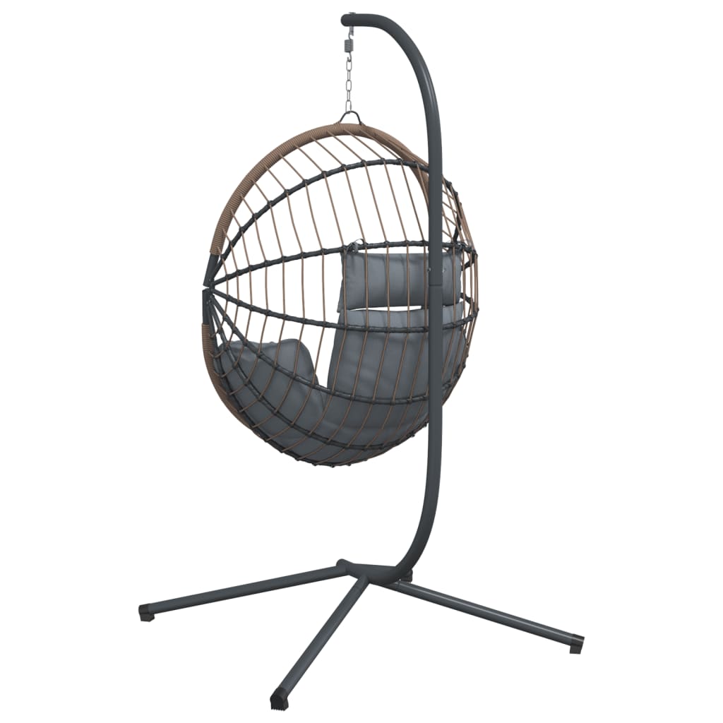 Sedia Uovo Sospesa e Supporto Grigio Chiaro Polyrattan/Acciaio 4007406