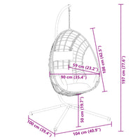 Sedia a Uovo Sospesa con Supporto Beige in Polyrattan e Acciaio