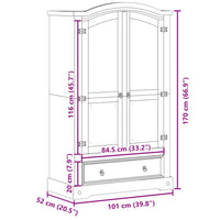 Armadio Corona 101x52x170 cm in Legno Massello di Pino