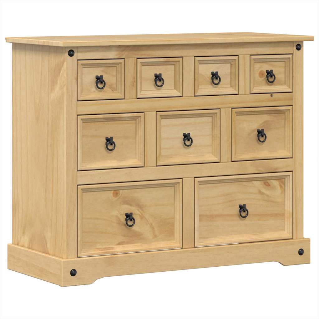Cassettiera Corona 101x45x82 cm in Legno Massello di Pino 4005678