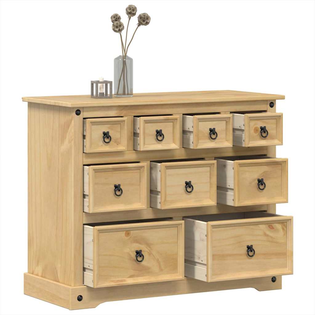 Cassettiera Corona 101x45x82 cm in Legno Massello di Pino 4005678