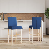 Sedie da Bar 2 pz in Legno Massello di Hevea e Tessutocod mxl 116546